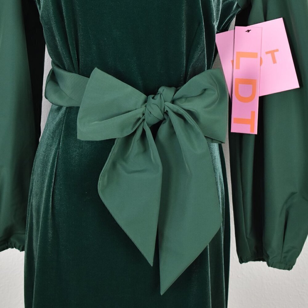 LDT Hannah Velvet Tie Front Bow Dress NEW - 6 - Picture 3 of 11
